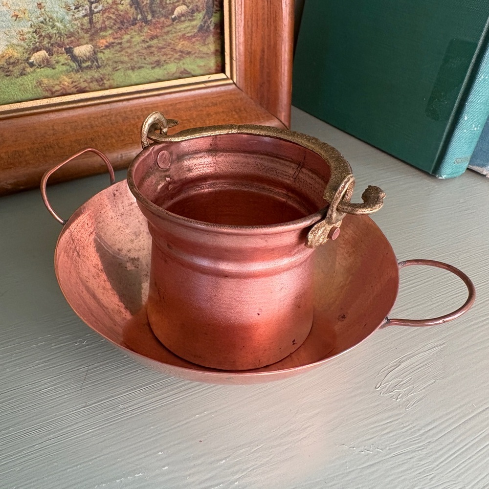 2 Vintage Copper Bowls Small Farmhouse Catchall Trinket Dish Cottage Decor